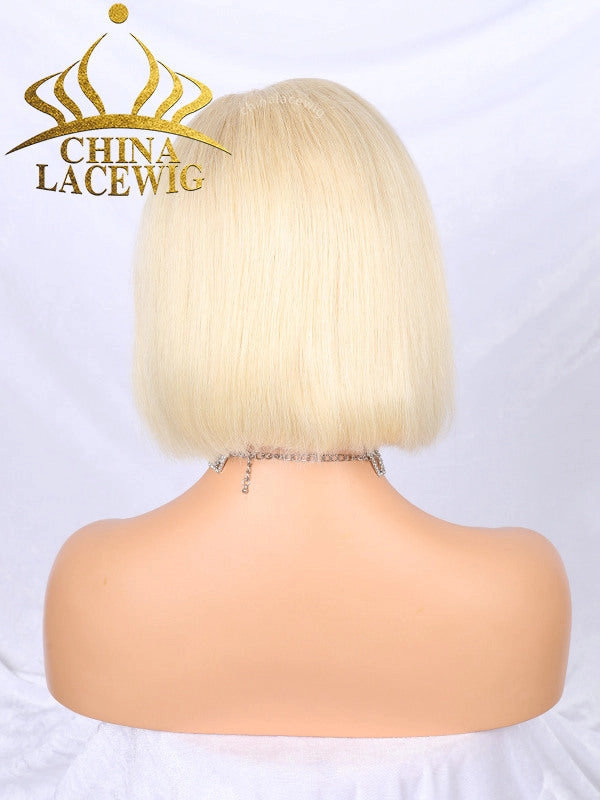 24hrs shipping #613 Blonde Color Hair Brazilian Human Hair Straight Short Bob Lace Front Wig NCF36