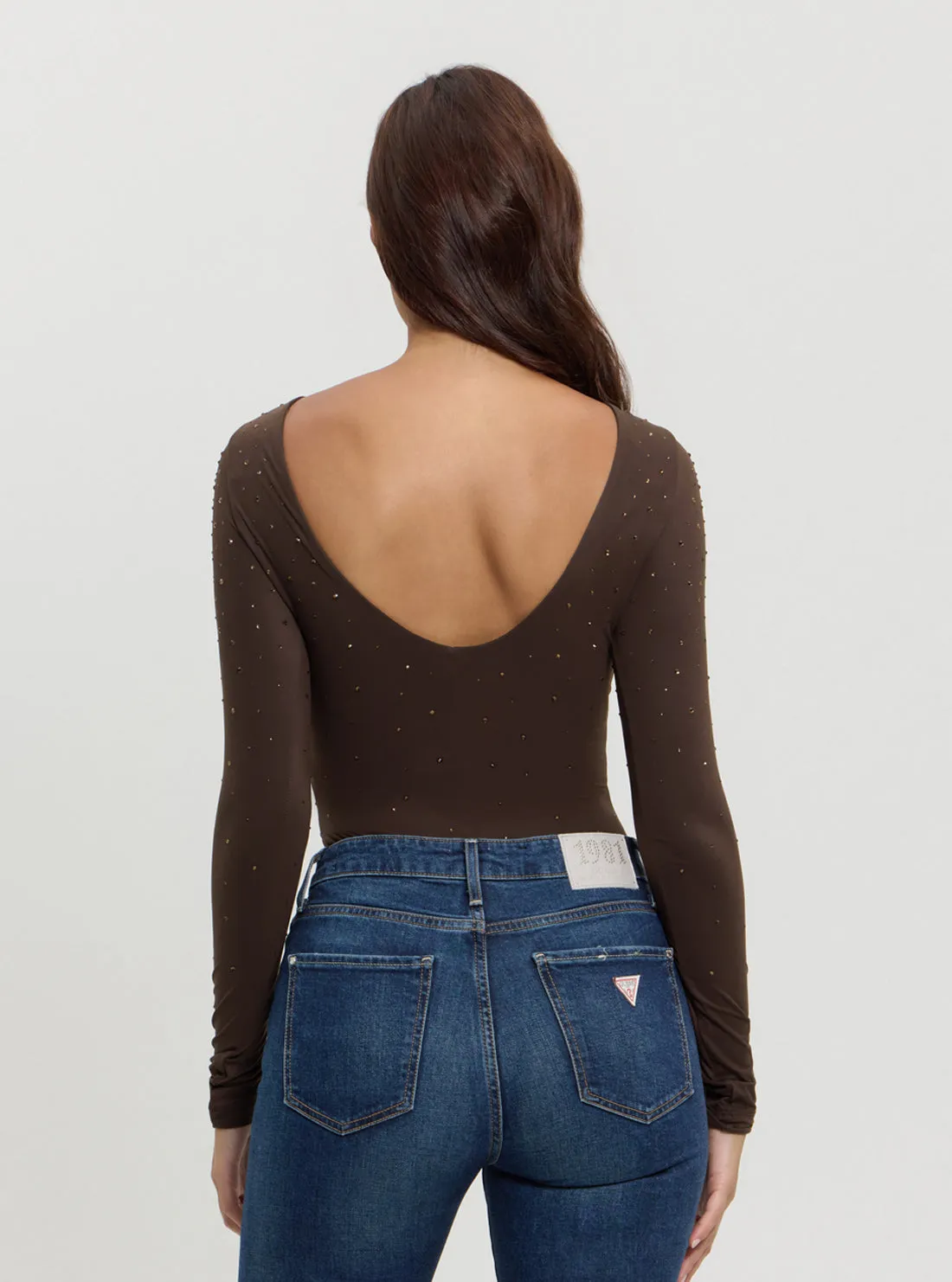 Brown Rosy Strass Bodysuit