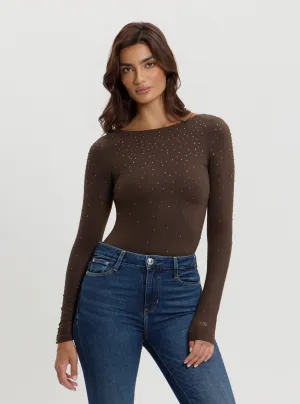 Brown Rosy Strass Bodysuit