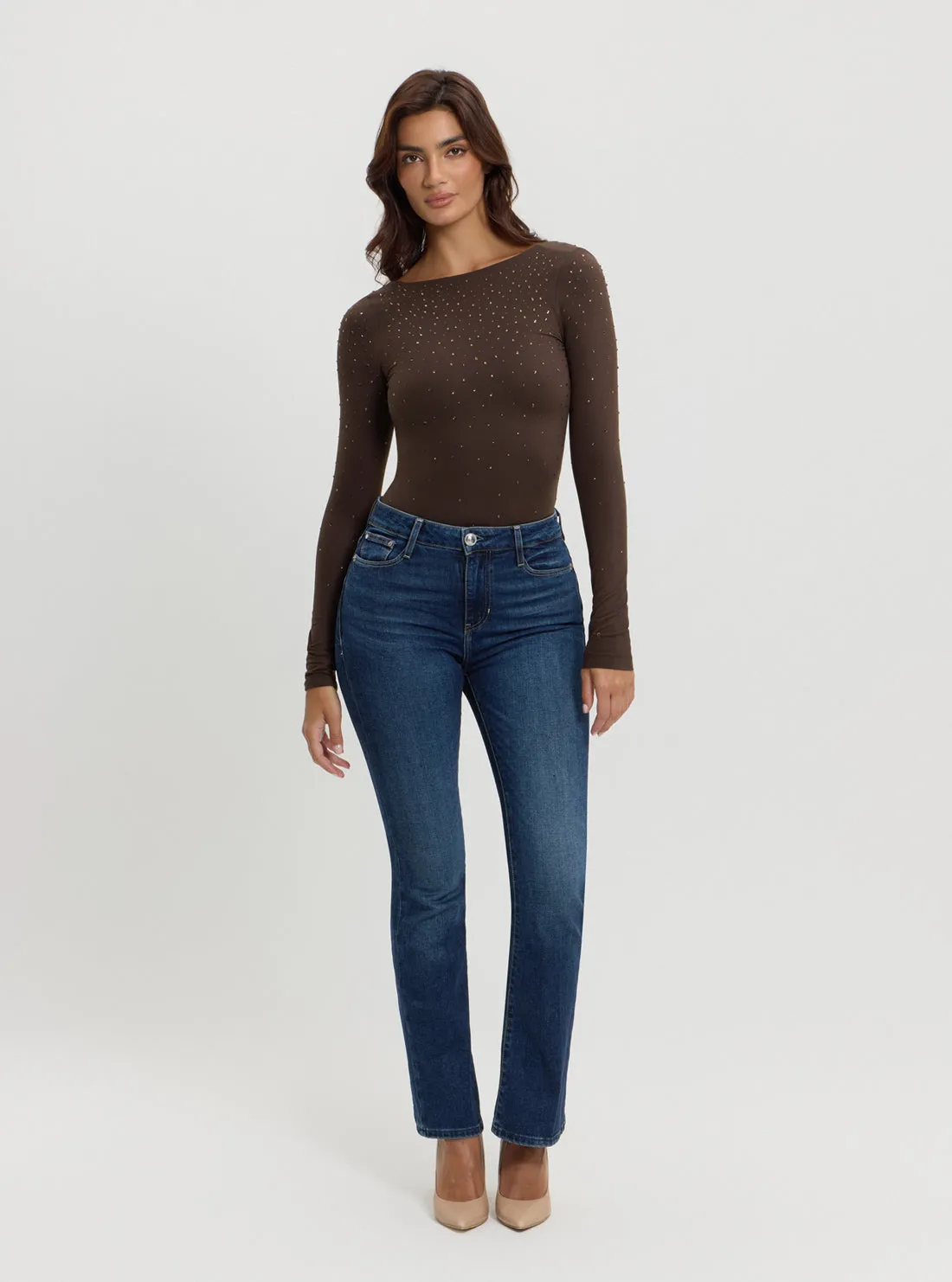 Brown Rosy Strass Bodysuit