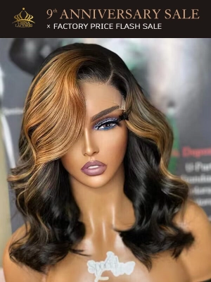 Chinalacewig 13X4 HD Frontal Wig Highlight Brown Bob Human Virgin Hair CS02