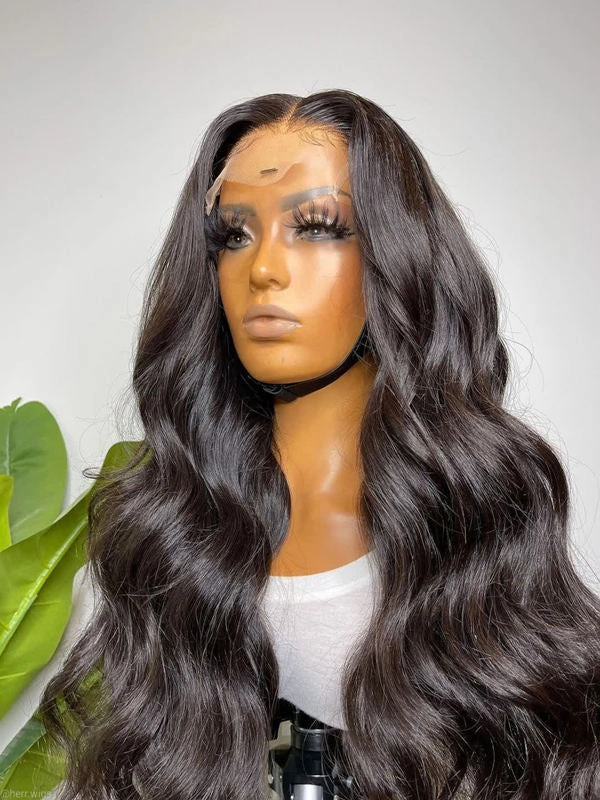 Chinalacewig Black Color 5×5 HD Lace Virgin Human Hair Body Wave Wig With Pre Plucked NCF90