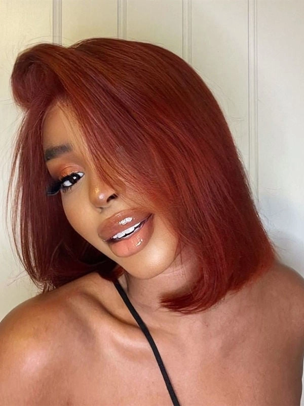 Chinalacewig Bob Style Virgin Malaysian Human Hair 13x4 Transparent Lace Front Wigs NCF108
