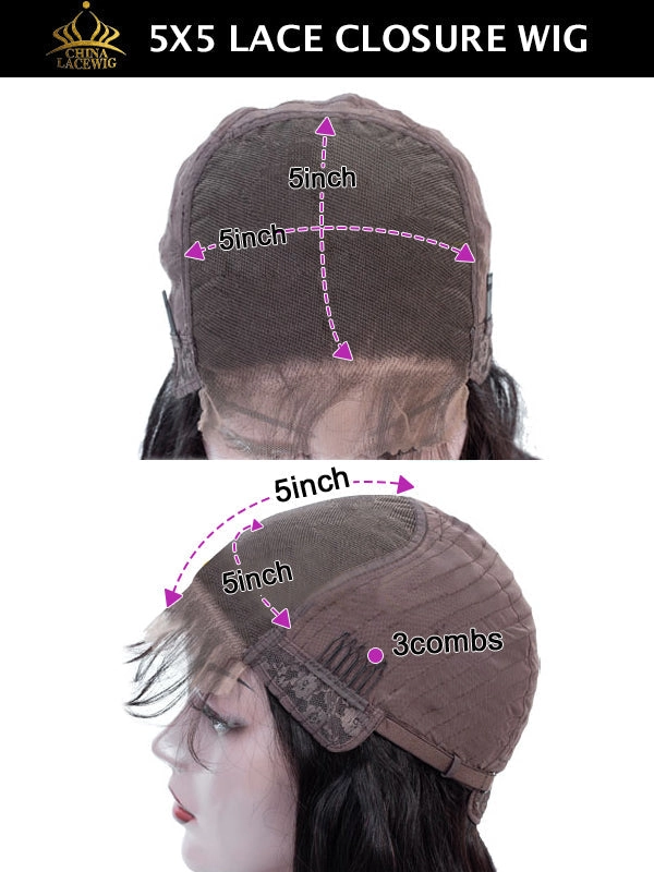 Chinalacewig Highlight Color Body Wave 5x5 HD Lace Closure Wig NY04