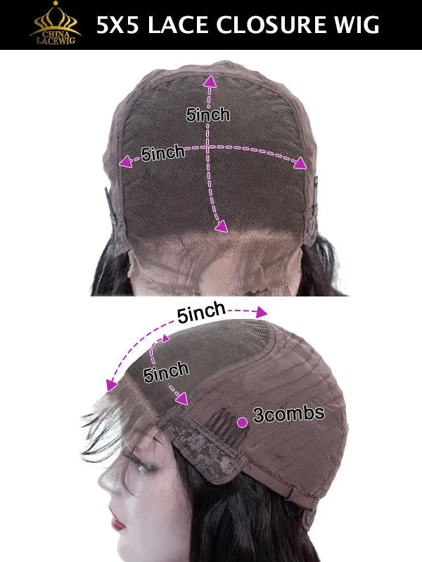Chinalacewig Highlight Color Body Wave With Bang 5x5 HD Lace Closure Wig NY05
