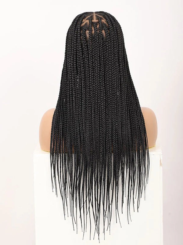 Chinalacewig Small Triangle Knotless Box Braids HD Full Lace Braided Wig Human Hair Root With Baby Hair Braid Wigs