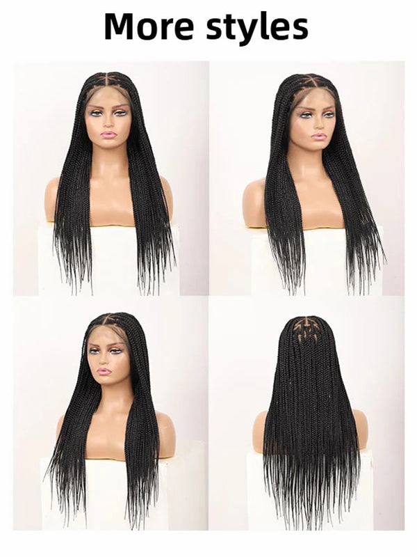 Chinalacewig Small Triangle Knotless Box Braids HD Full Lace Braided Wig Human Hair Root With Baby Hair Braid Wigs
