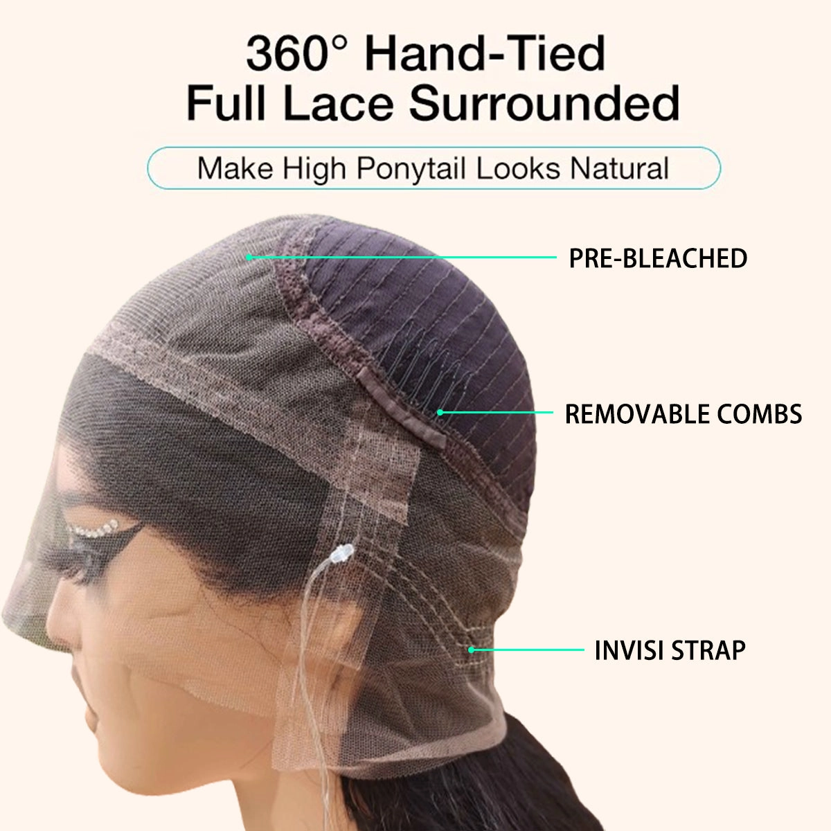 Chinalacewig Top Undetectable Invisible 360 HD Lace Frontal Wig Straight With Pre Pkucked CF168