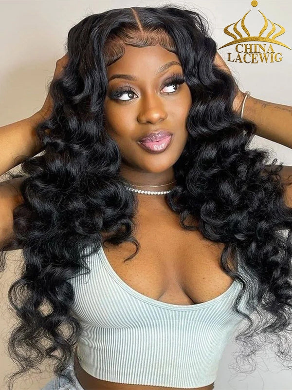 Chinalacewig Undetectable HD Lace Loose Wave Lace Front Wig With Pre-plucked Hairline NCF095