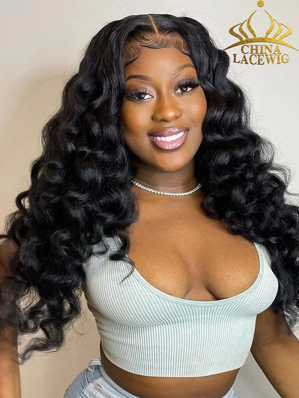 Chinalacewig Undetectable HD Lace Loose Wave Lace Front Wig With Pre-plucked Hairline NCF095
