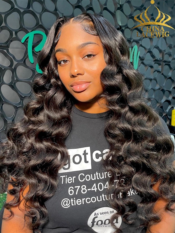 Chinalacewig Undetectable HD Lace Loose Wave Lace Front Wig With Pre-plucked Hairline NCF095