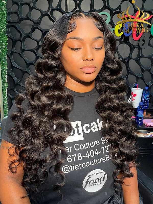 Chinalacewig Undetectable HD Lace Loose Wave Lace Front Wig With Pre-plucked Hairline NCF095