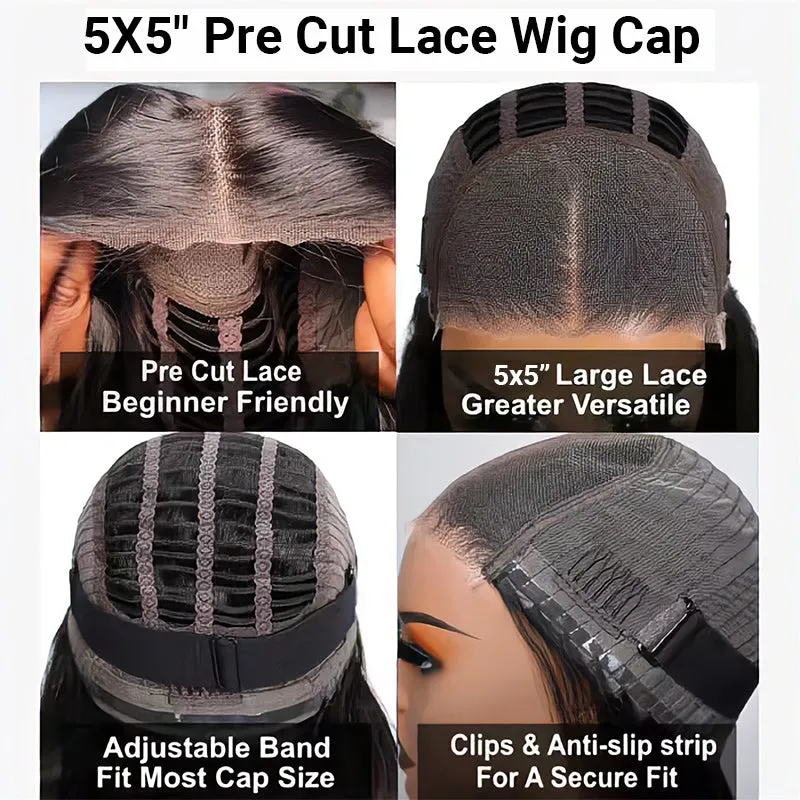 Chinalacewig Wear Go Pre Cut HD Lace 5*5 Closure  Curly Quick & Easy Glueless Wig With Breathable Cap Air Wig CS014