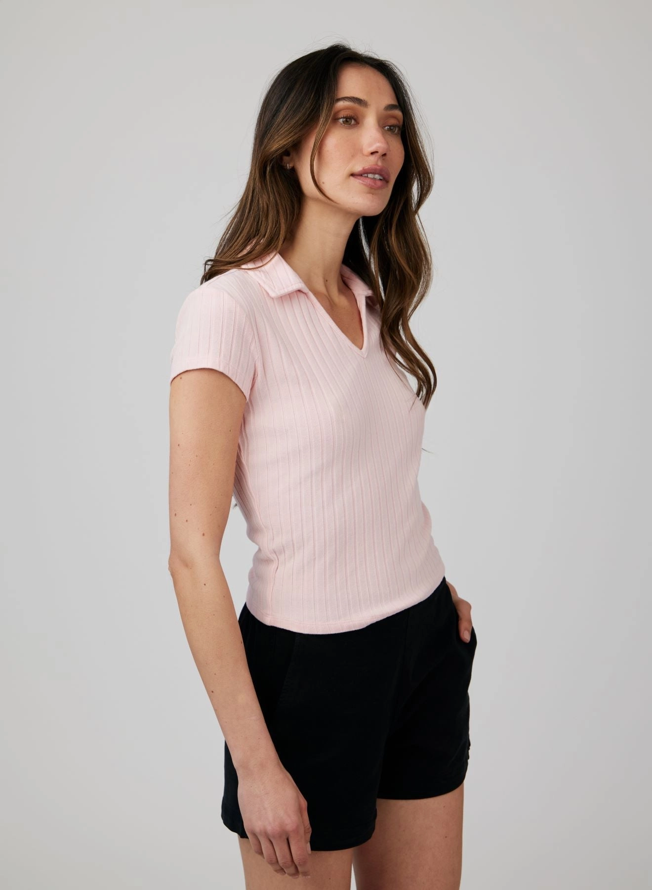 Collared Crop Top - Pismo Pink