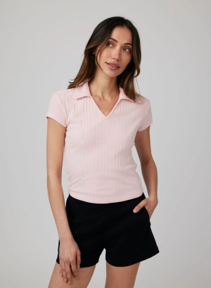 Collared Crop Top - Pismo Pink
