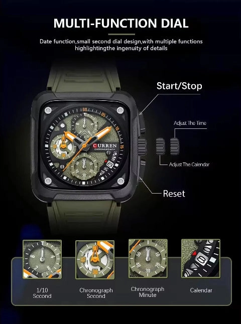 Curren Luxury Silicone Strap Men's Watch (Dial 4.2cm) - CUR228
