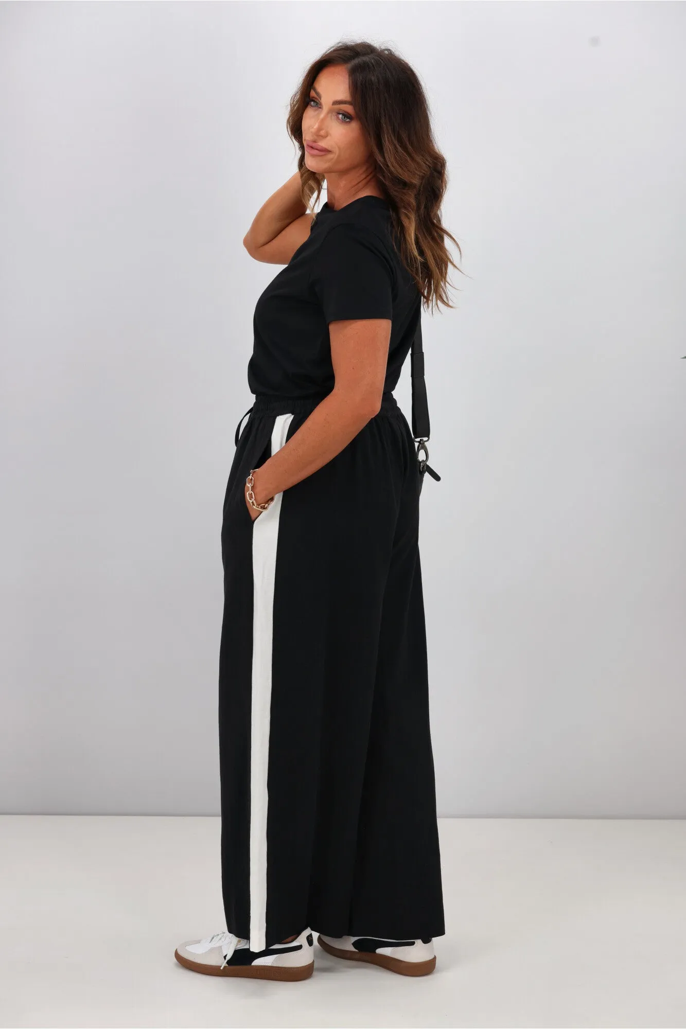Elm Frances Stripe Pant Black Marshmellow Stripe