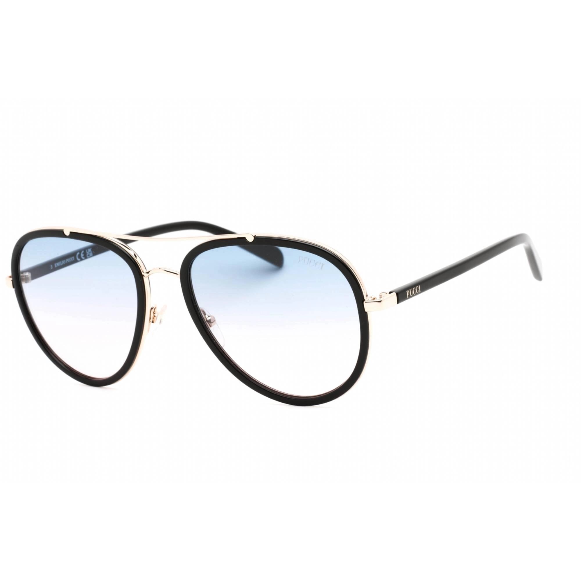 Emilio Pucci Women's Sunglasses - Black/Gold Metal Aviator Shape Frame | EP0185 05W