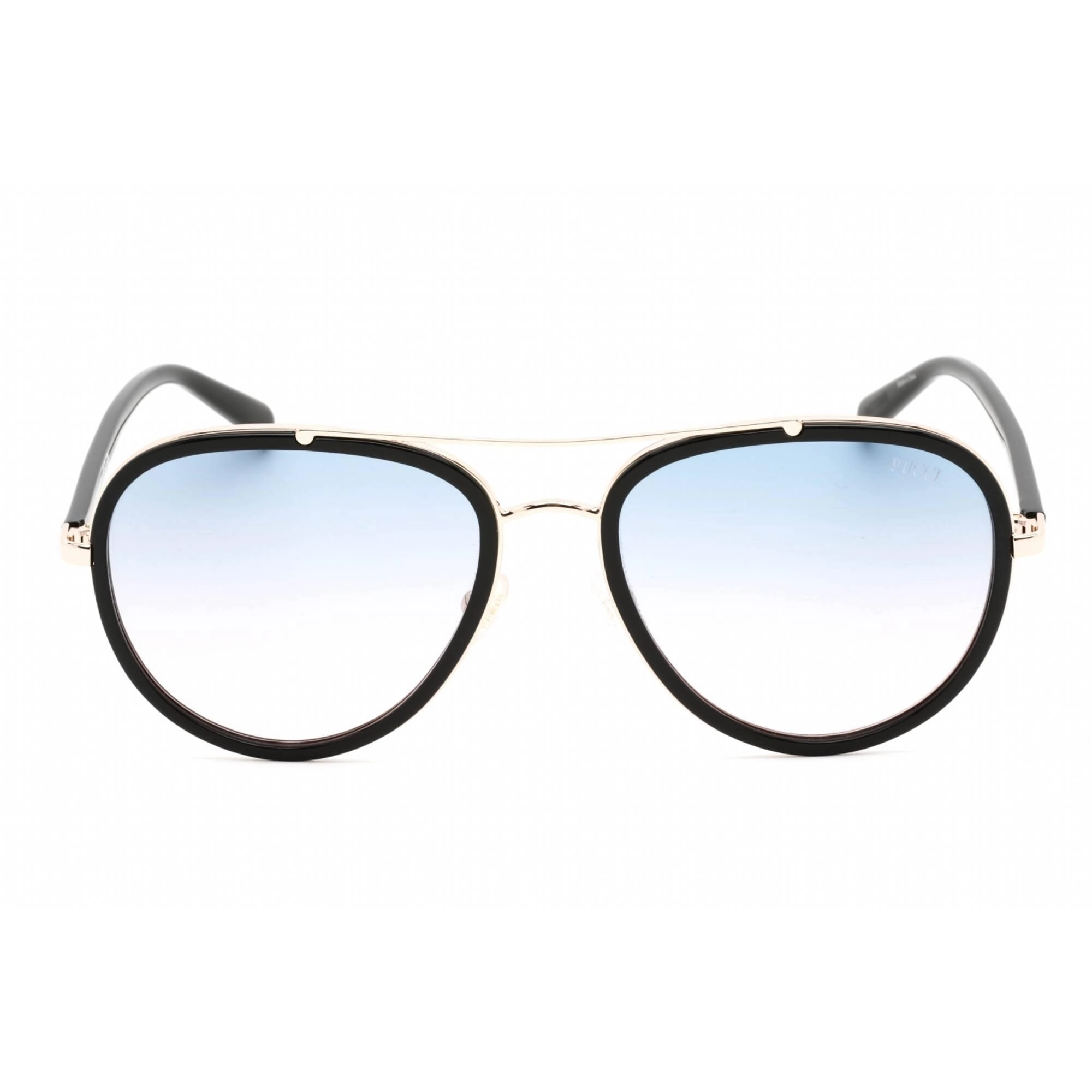 Emilio Pucci Women's Sunglasses - Black/Gold Metal Aviator Shape Frame | EP0185 05W