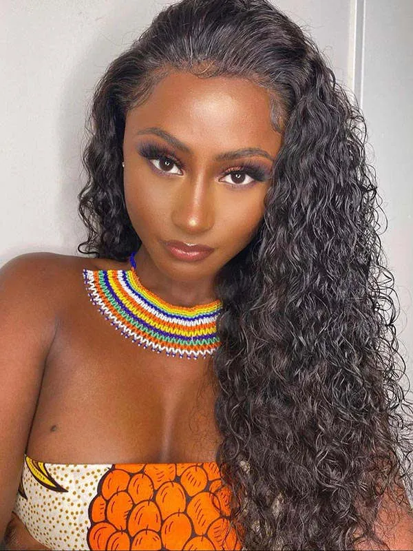 Full HD Lace Water Curly Human Hair Wig Virgin Brazilian Hair For Black Women CF234