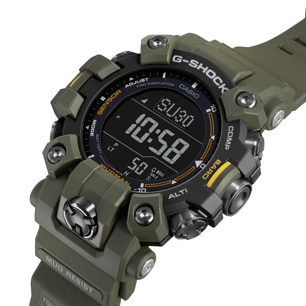 G-Shock Master of G-Land Mudman Solar - Black Dial With Green case and Strap