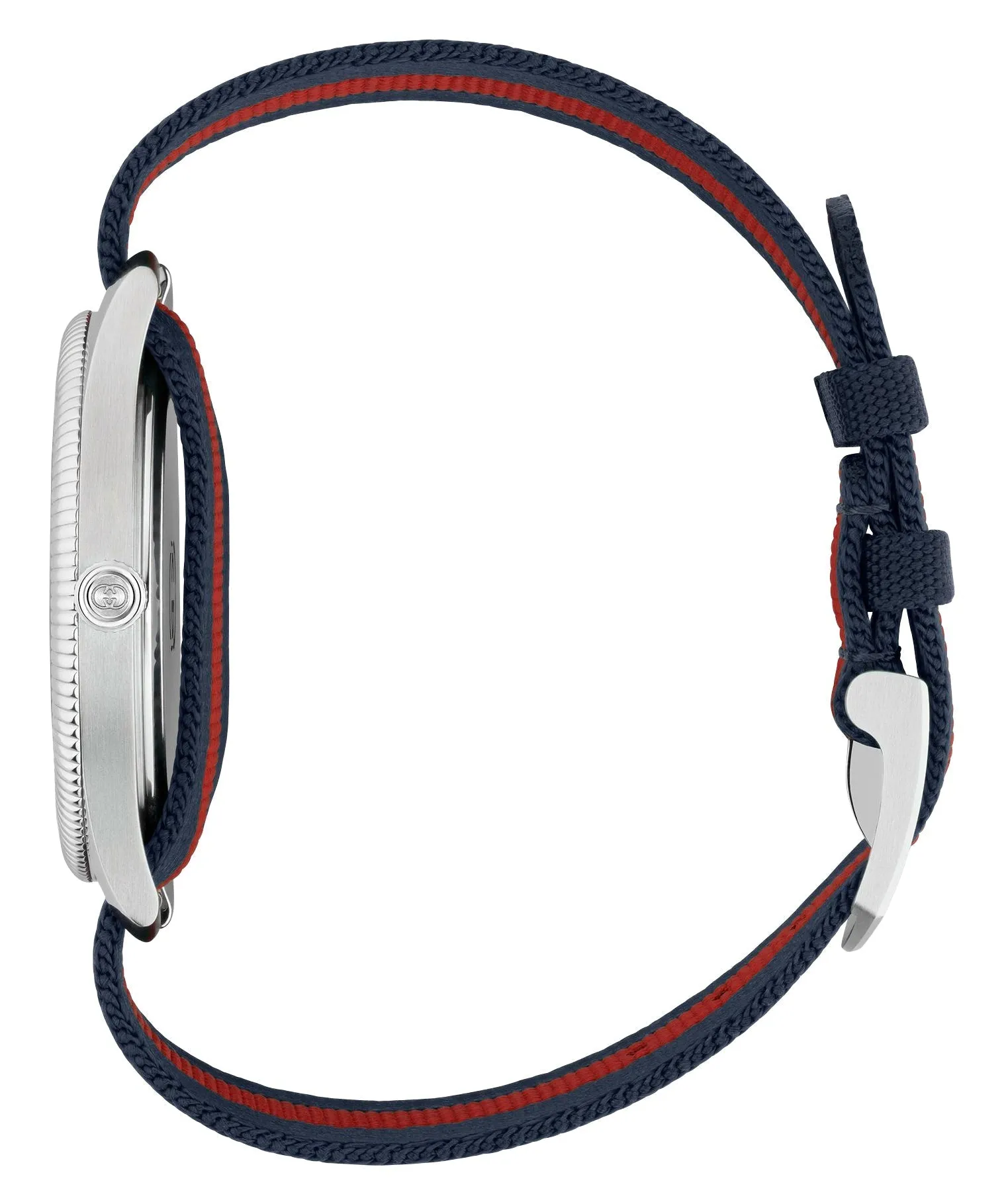 Gucci G-Timeless Stainless Steel Silver Dial Blue/Red Nylon Strap Date Quartz Unisex Watch YA1264237