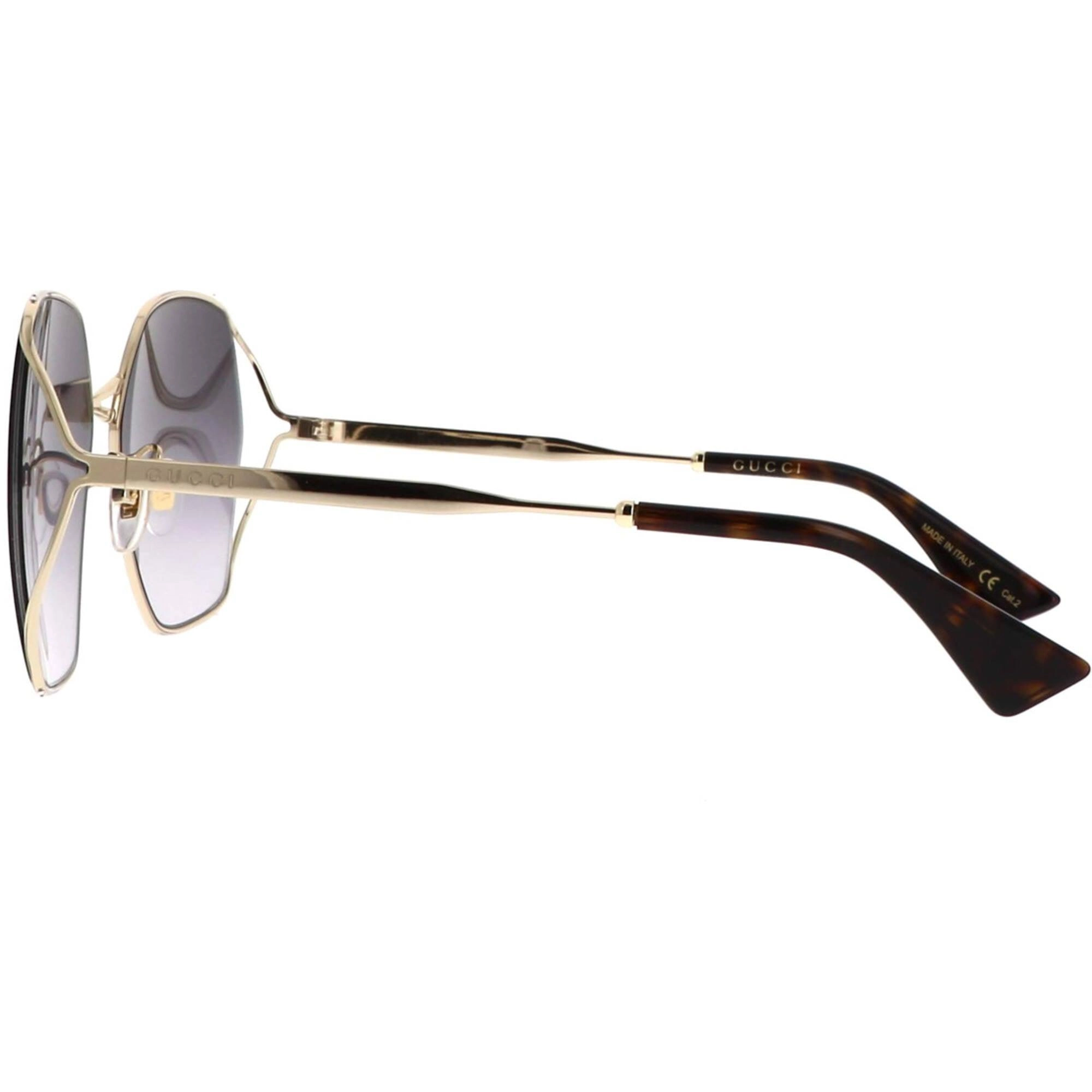 Gucci Women's Sunglasses - Gold Metal Geometric Shape Frame Grey Lens | GG0818SA 001