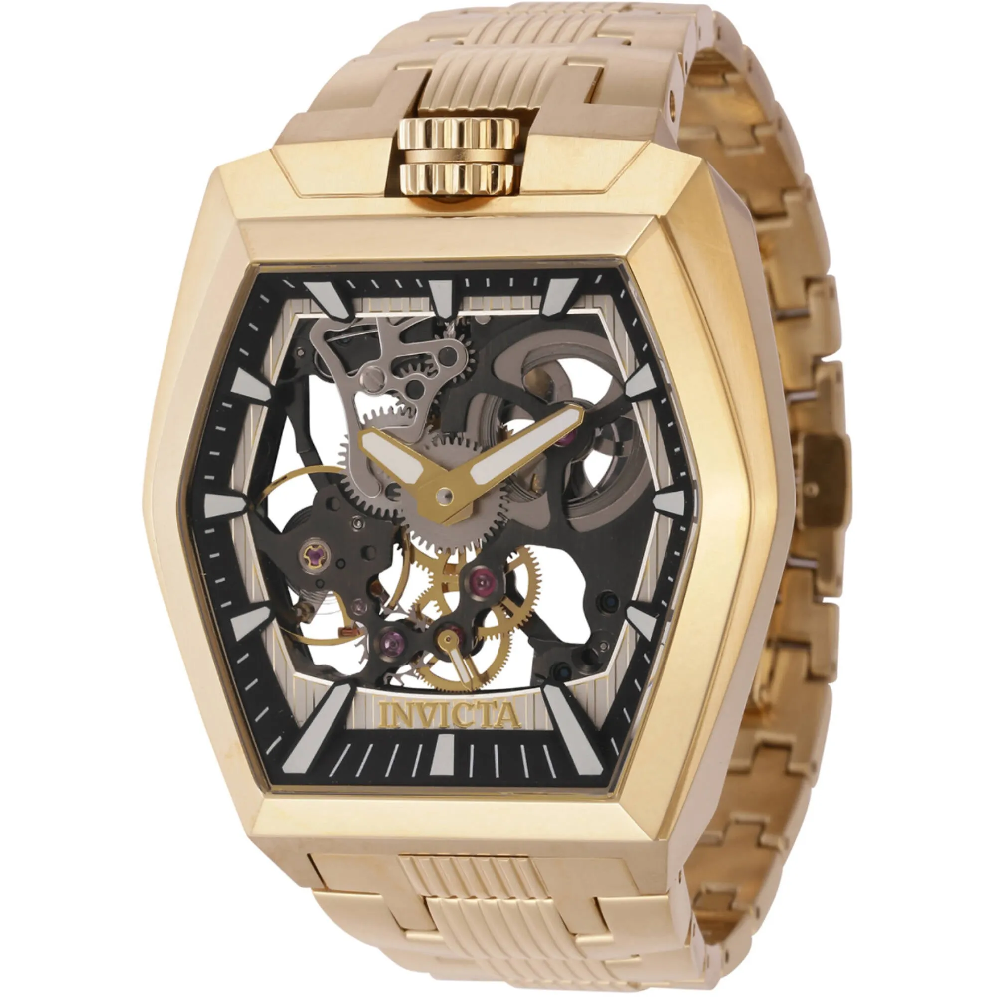 Invicta Men's Watch - Akula Mechanical Black, Ivory Skeleton Dial Bracelet | 44013