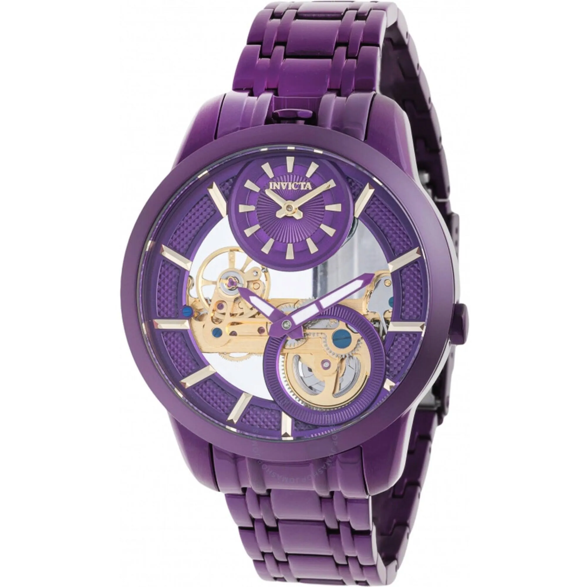 Invicta Men's Watch - Objet D Art Mechanical Skeleton Dial Purple Bracelet | 44334