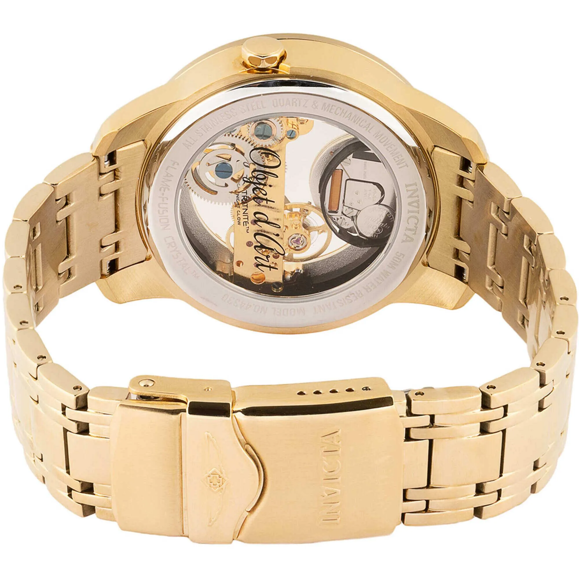 Invicta Men's Watch - Objet D Art Skeleton Dial Yellow Gold Steel Bracelet | 44330