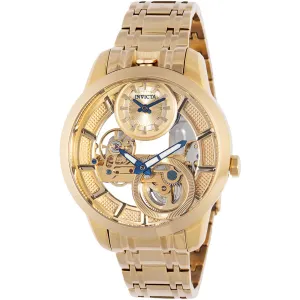 Invicta Men's Watch - Objet D Art Skeleton Dial Yellow Gold Steel Bracelet | 44330