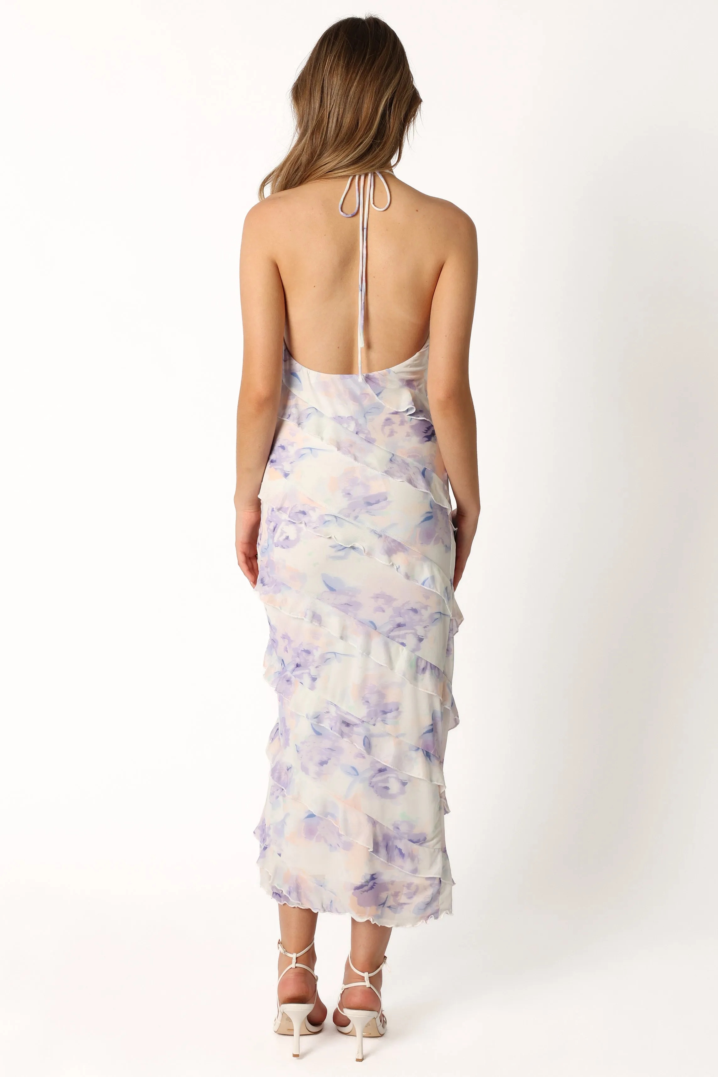 Leanne Halterneck Maxi Dress - Purple Floral