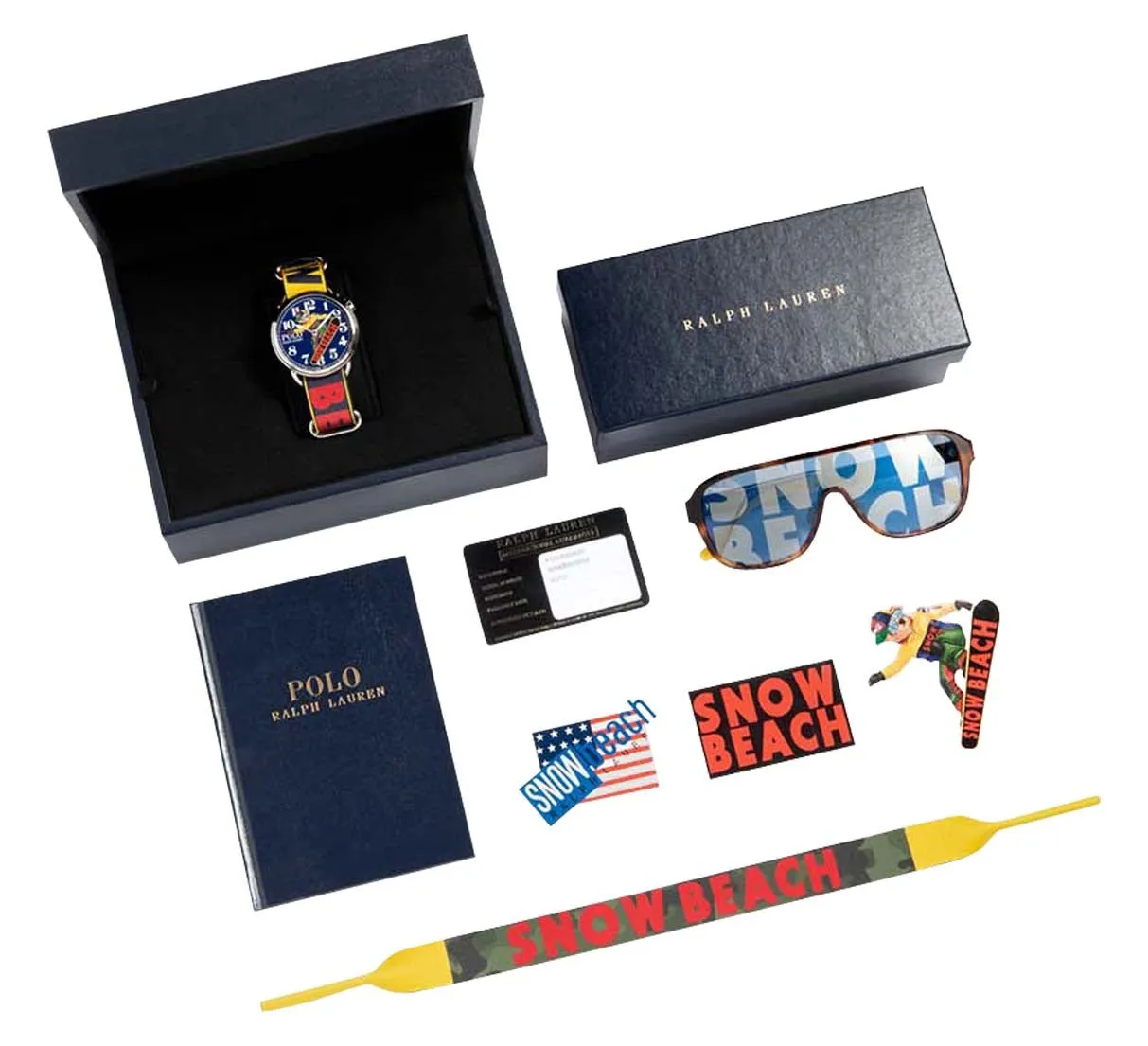 Limited Edition Polo Ralph Lauren x The Rake Snow Beach Bear Automatic Stainless Steel Blue Dial Leather NATO Strap Mens Watch