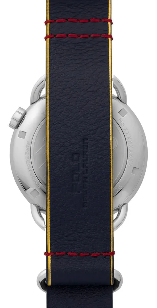 Limited Edition Polo Ralph Lauren x The Rake Snow Beach Bear Automatic Stainless Steel Blue Dial Leather NATO Strap Mens Watch