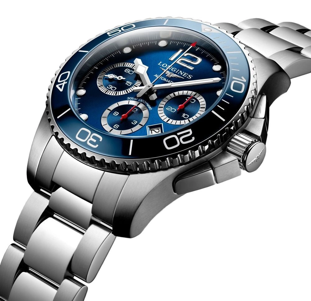 Longines HydroConquest Automatic Chronograph Stainless Steel Blue Dial Date Divers Mens Watch L3.783.4.96.6