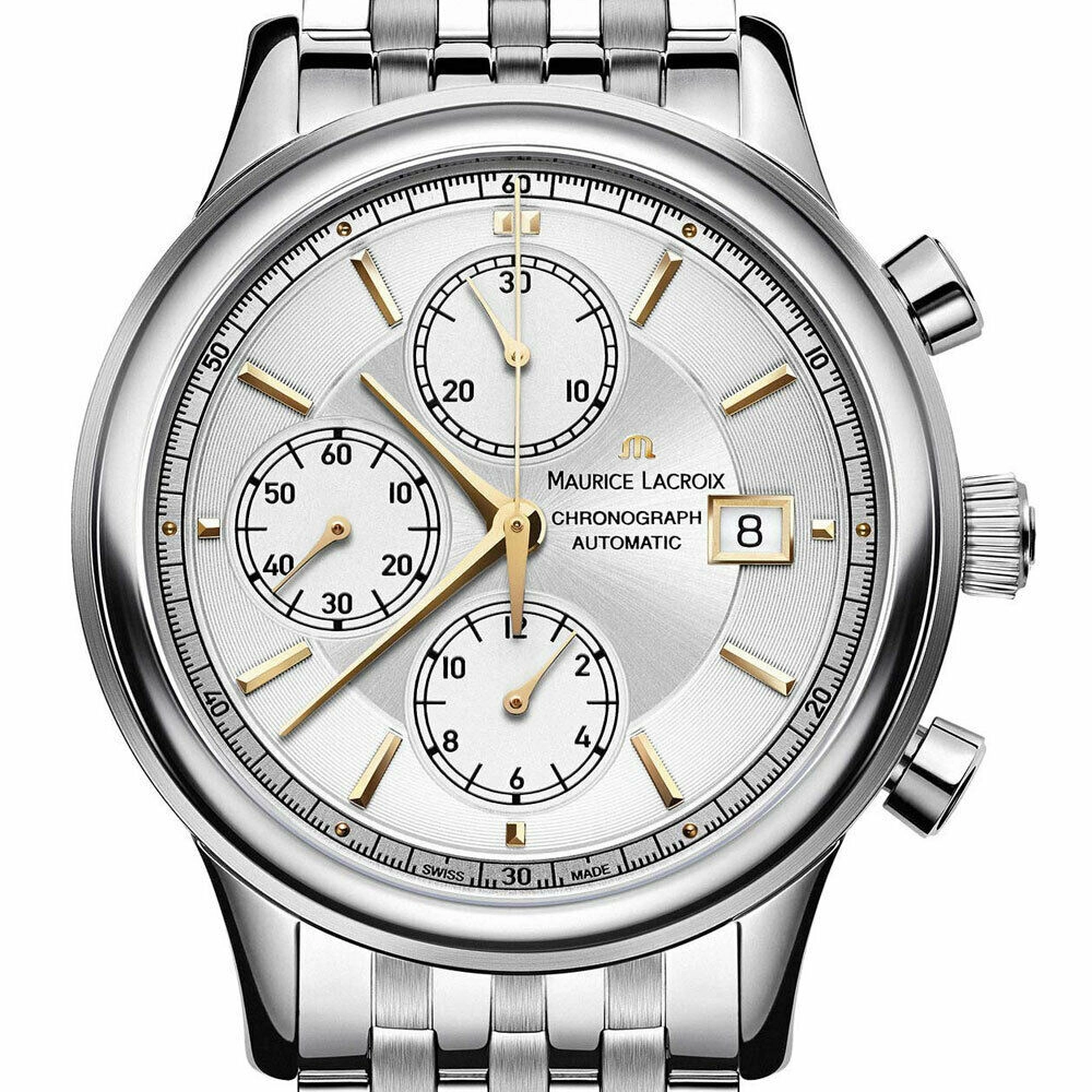 Maurice Lacroix Les Classiques Automatic Chronograph Mens Watch Silver Dial Date LC6158-SS002-130-1