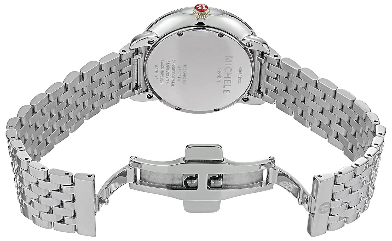 Michele Serein Stainless Steel Diamond Mother-Of-Pearl Dial Date Quartz Womens Watch MWW21B000030