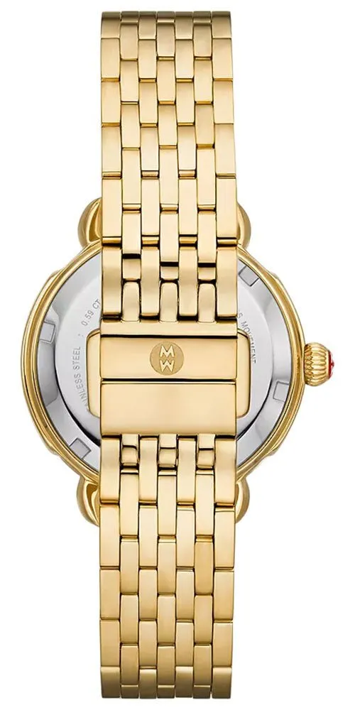 Michele Sidney Classic 18K Gold-Plated Steel Mother-of-Pearl Dial Diamonds Womens Watch MWW30B000004