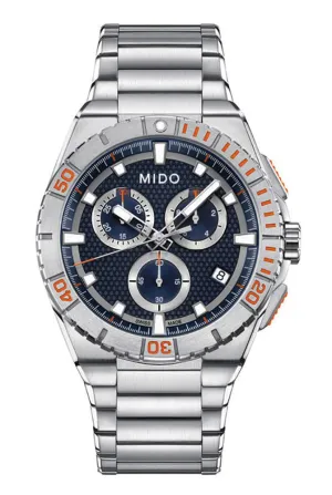 Mido Ocean Star Chronograph Stainless Steel Blue Dial Date Quartz Divers Mens Watch M023.417.11.041.00