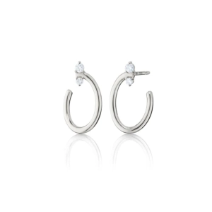 Monica Rich Kosann Sterling Silver Oval Galaxy Wrap Hoop Earrings with White Sapphires