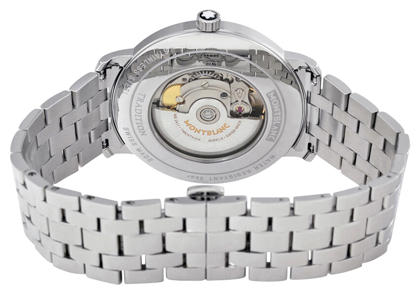 Montblanc Tradition Automatic Stainless Steel White Dial Date Mens Watch 112610