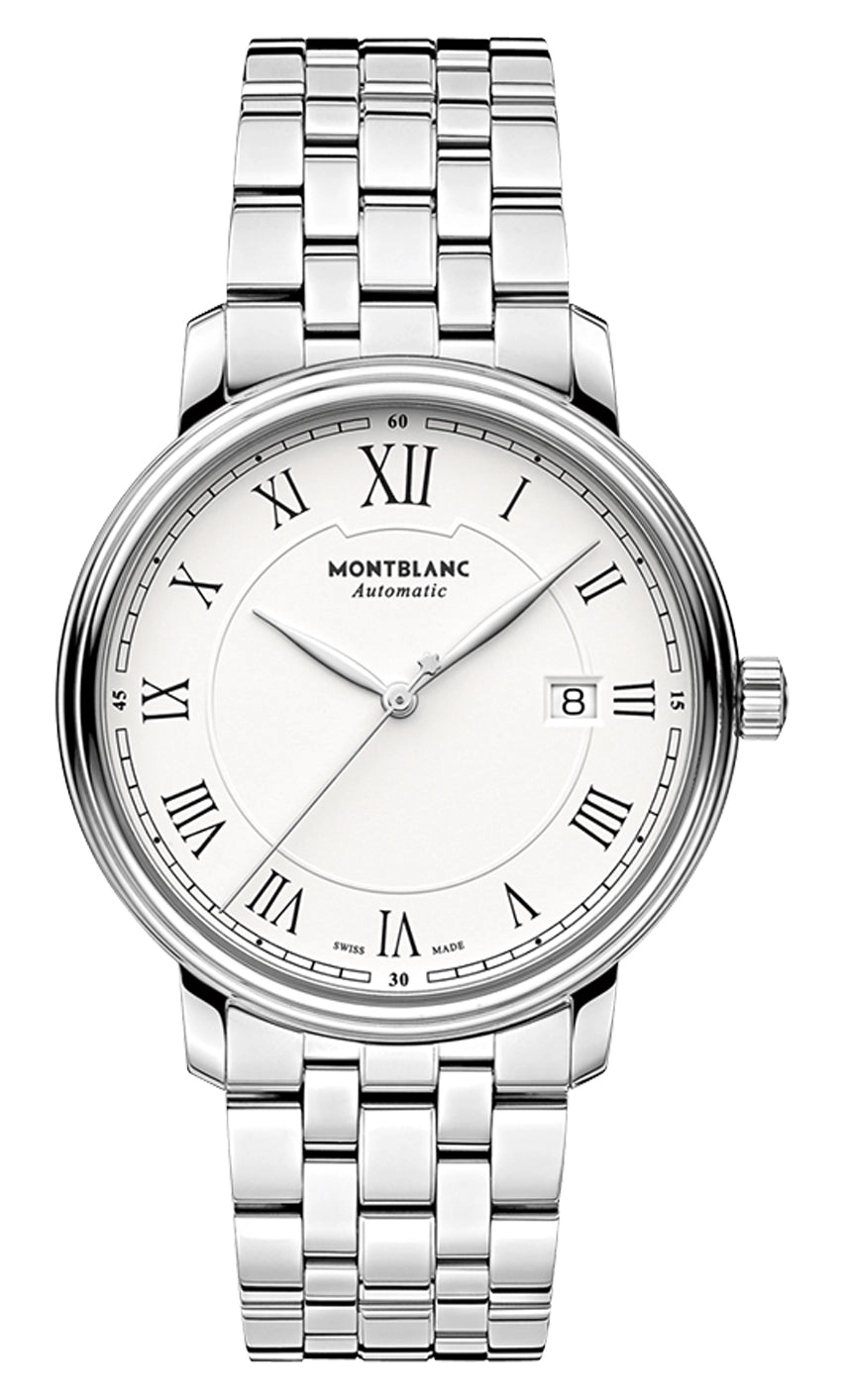 Montblanc Tradition Automatic Stainless Steel White Dial Date Mens Watch 112610