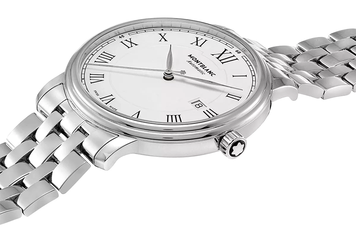 Montblanc Tradition Automatic Stainless Steel White Dial Date Mens Watch 112610