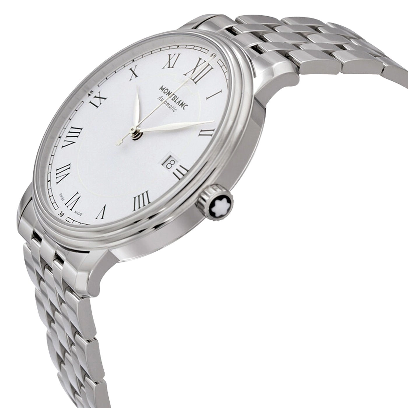 Montblanc Tradition Automatic Stainless Steel White Dial Date Mens Watch 112610