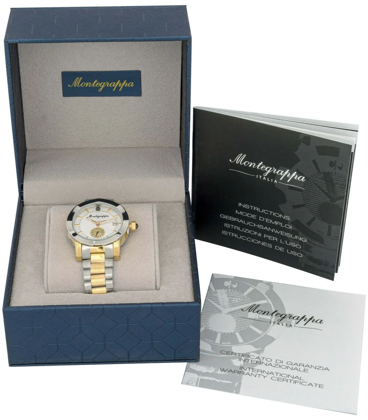 Montegrappa Nerouno White Dial Date Two Tone Stainless Steel Quartz Women's Watch IDLNWA18_Y