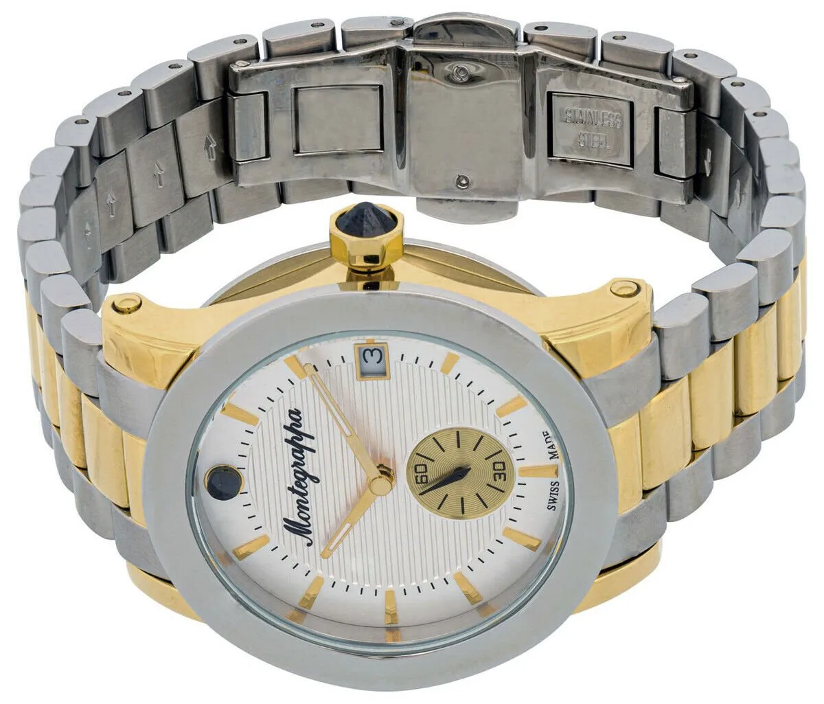 Montegrappa Nerouno White Dial Date Two Tone Stainless Steel Quartz Women's Watch IDLNWA18_Y