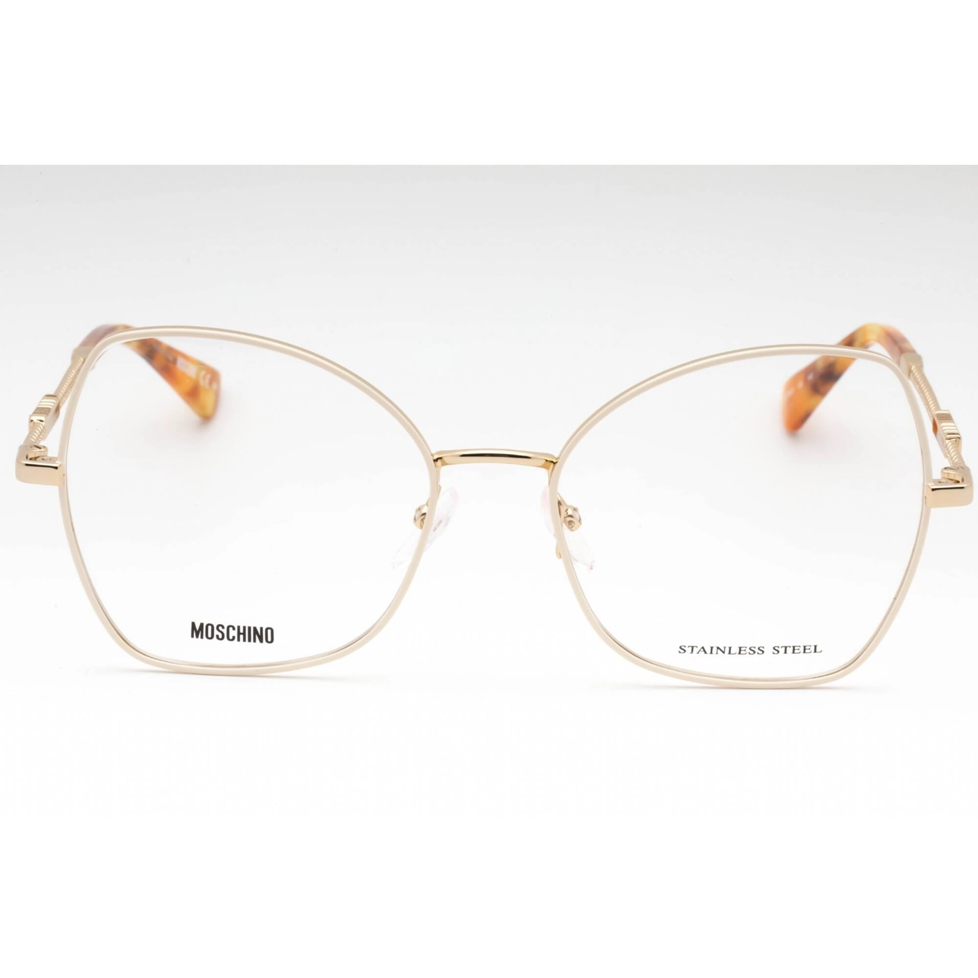 Moschino Women's Eyeglasses - Ivory Gold Metal Butterfly Full Rim Frame | MOS600 IJS