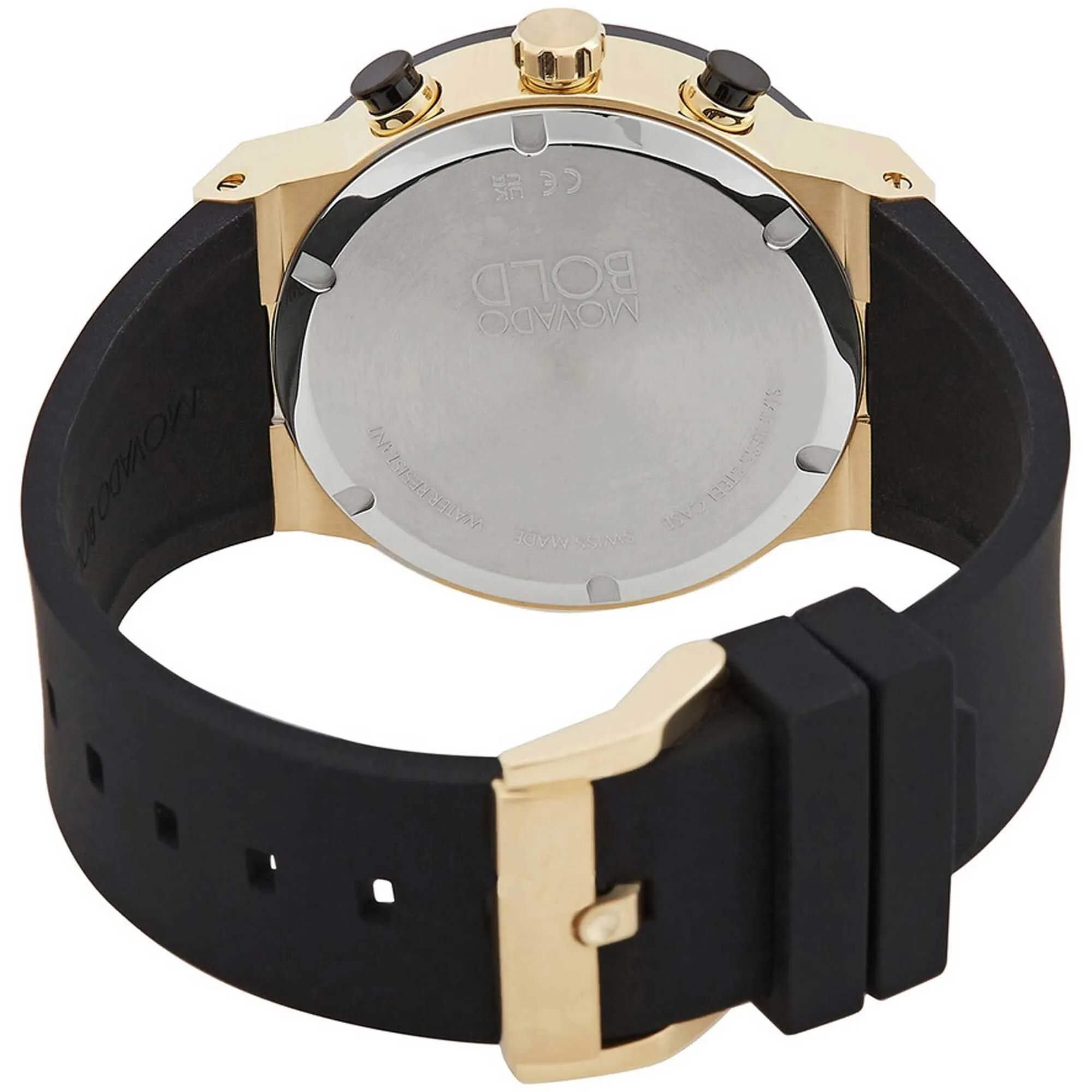 Movado Men's Watch - Bold Fusion Quartz Black and Gold Dial Silicone Strap | 3600895