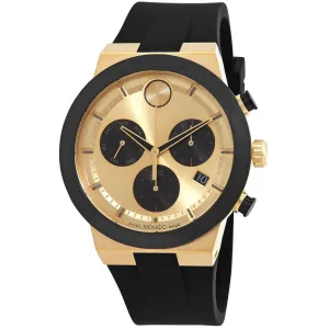 Movado Men's Watch - Bold Fusion Quartz Black and Gold Dial Silicone Strap | 3600895