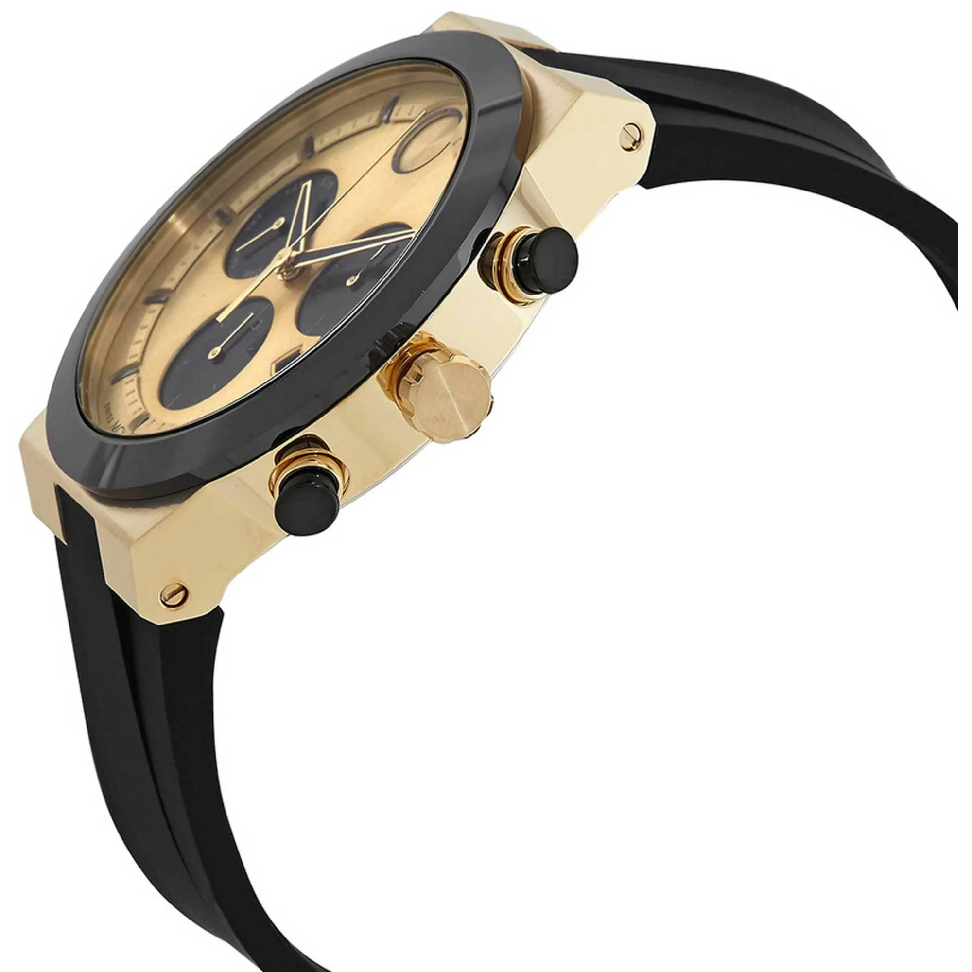 Movado Men's Watch - Bold Fusion Quartz Black and Gold Dial Silicone Strap | 3600895